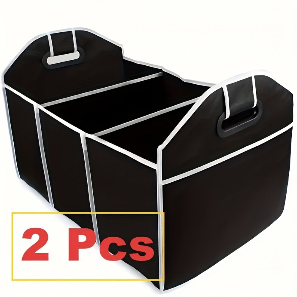 Foldable Car Trunk Organizer Bag – Waterproof Large Capacity Storage with 3 Compartments | Portable Collapsible Trunk Storage Bag for SUV, Sedan & Truck | Black