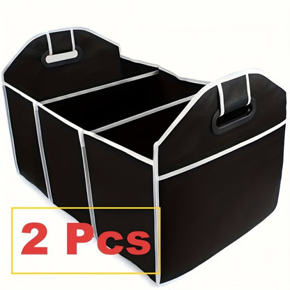 Foldable Car Trunk Organizer Bag – Waterproof Large Capacity Storage with 3 Compartments | Portable Collapsible Trunk Storage Bag for SUV, Sedan & Truck | Black