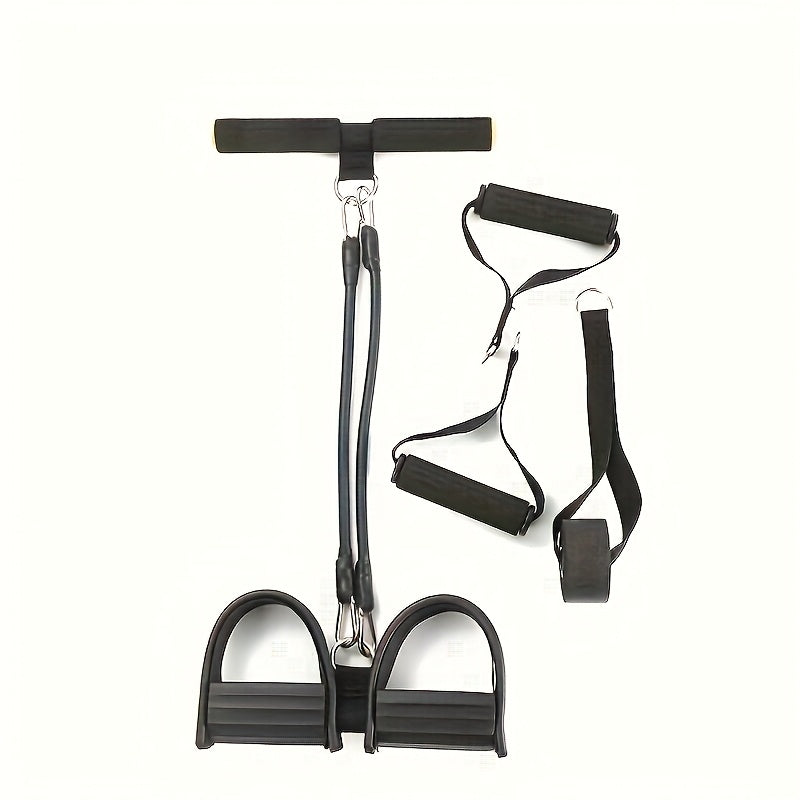 Resistance Band Foot Pedal Puller – TPE Stackable Exercise Bands for Sit-Ups, Leg & Ab Workouts, Adjustable Strap, 50 / 100 / 150 lb Options, Home Gym Strength Training for Men & Women, Black