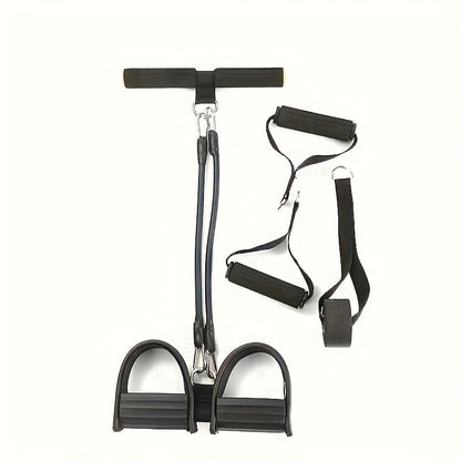 Resistance Band Foot Pedal Puller – TPE Stackable Exercise Bands for Sit-Ups, Leg & Ab Workouts, Adjustable Strap, 50 / 100 / 150 lb Options, Home Gym Strength Training for Men & Women, Black