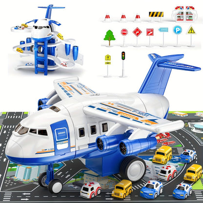 Kids Airplane Toy with LED Lights & Music – Inertia Friction Powered Passenger Plane Diecast Aircraft for Toddlers Boys Girls Ages 3-8 Educational Vehicle Toy Birthday Christmas Gift