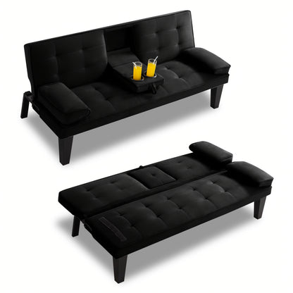 Futon Sofa Bed shown in the Black option