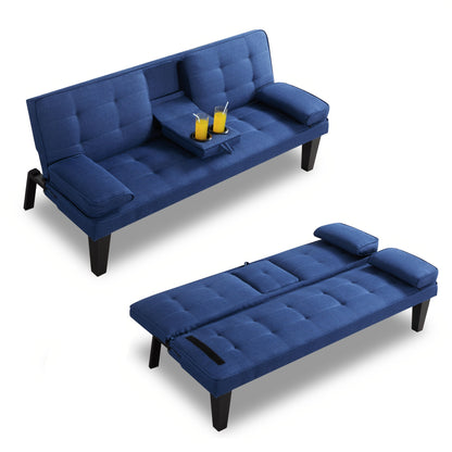 Futon Sofa Bed shown in the Blue option
