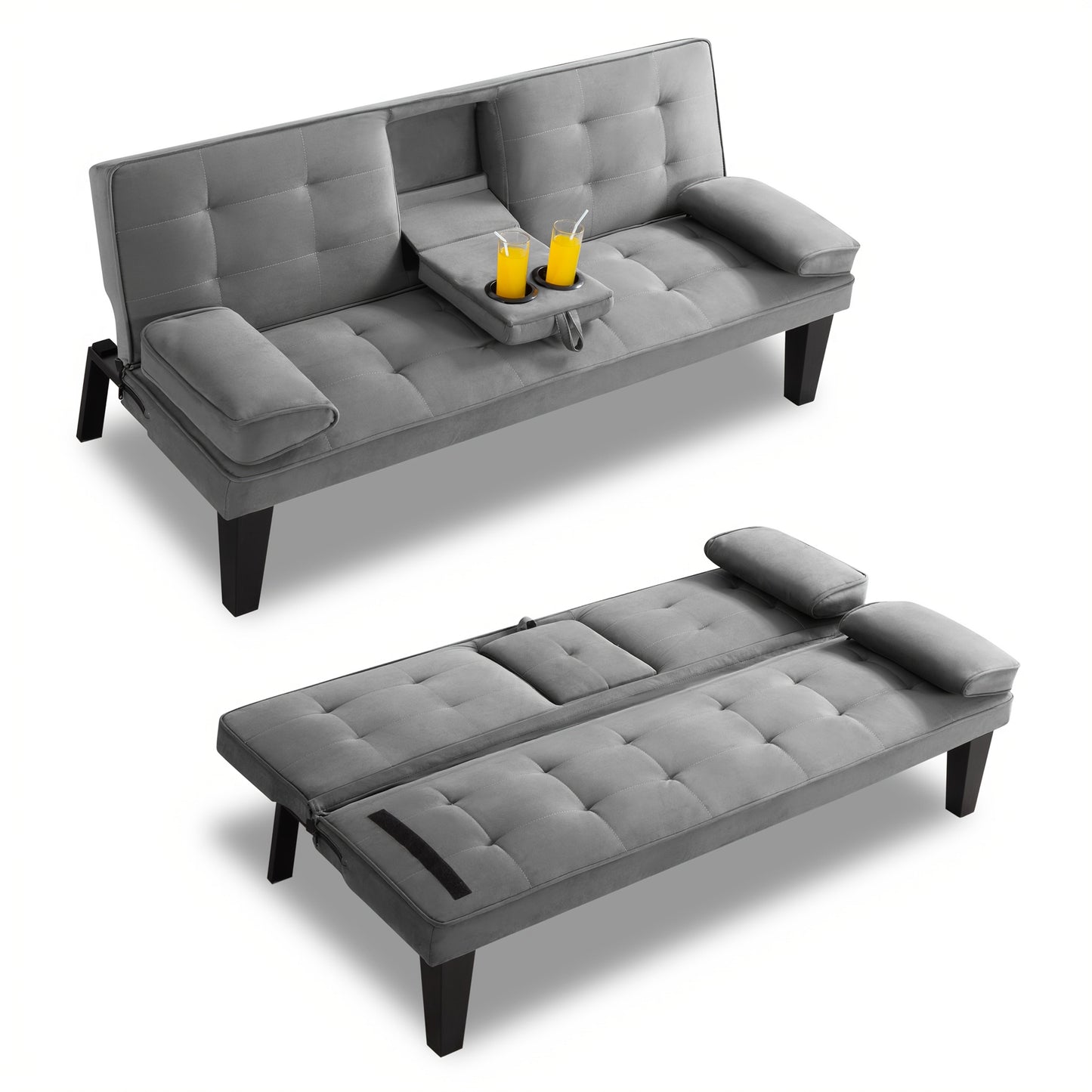 Futon Sofa Bed shown in the Dark Gray option