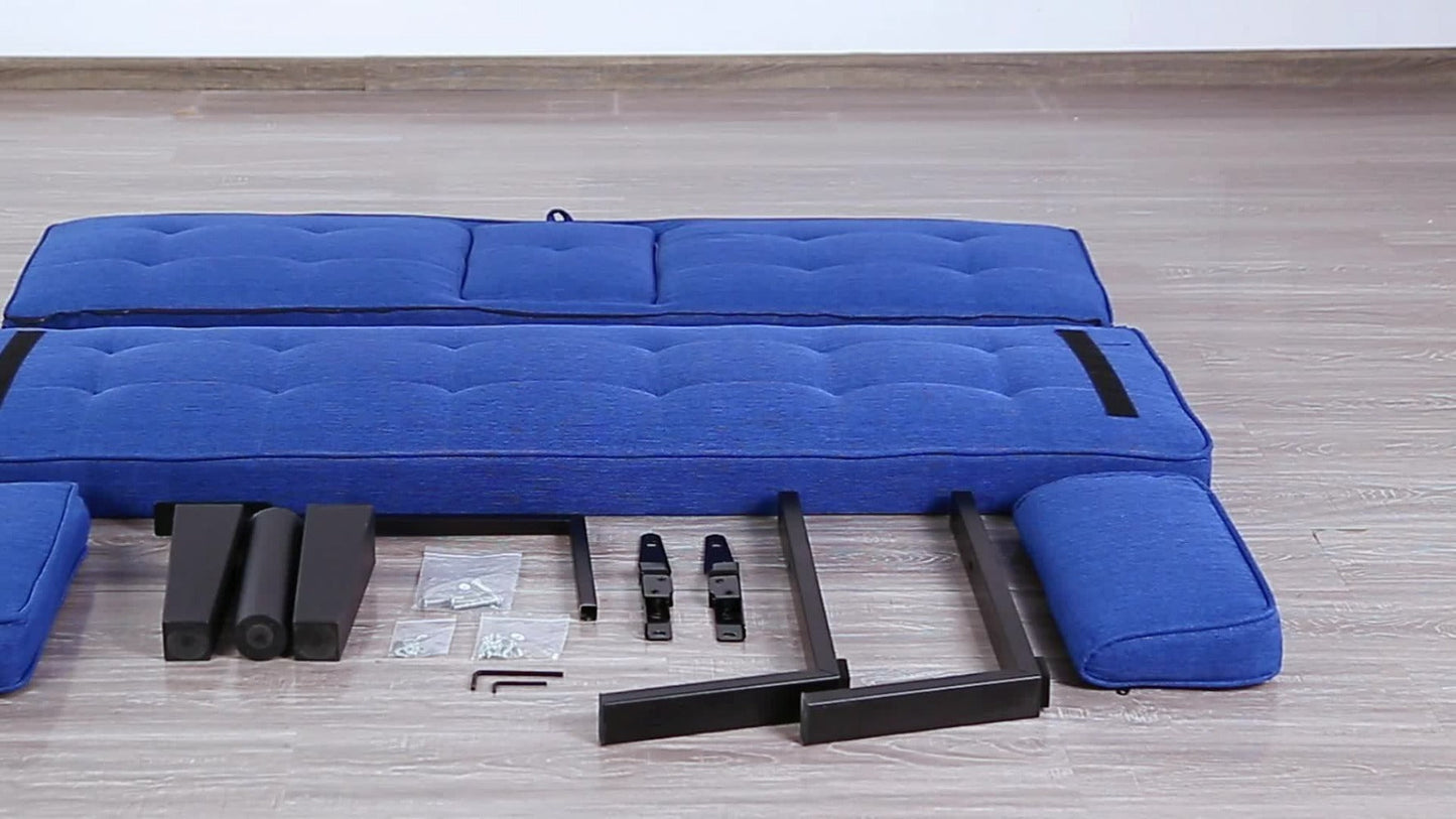 65-Inch Foldable Futon Sofa Bed with Fold-Out Lounger and Solid Wood Construction detail image - detail view 12