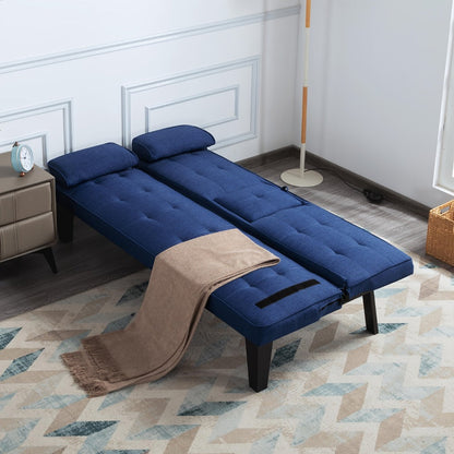 65-Inch Foldable Futon Sofa Bed with Fold-Out Lounger and Solid Wood Construction detail image - detail view 13