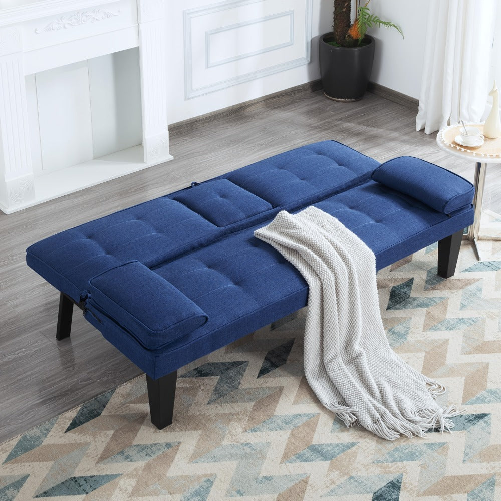 65-Inch Foldable Futon Sofa Bed with Fold-Out Lounger and Solid Wood Construction detail image - detail view 14
