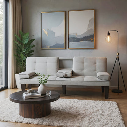 Futon Sofa Bed, Convertible 65 Inch Foldable Lounge Chair Sleeper Couch with Adjustable shown in the main product view