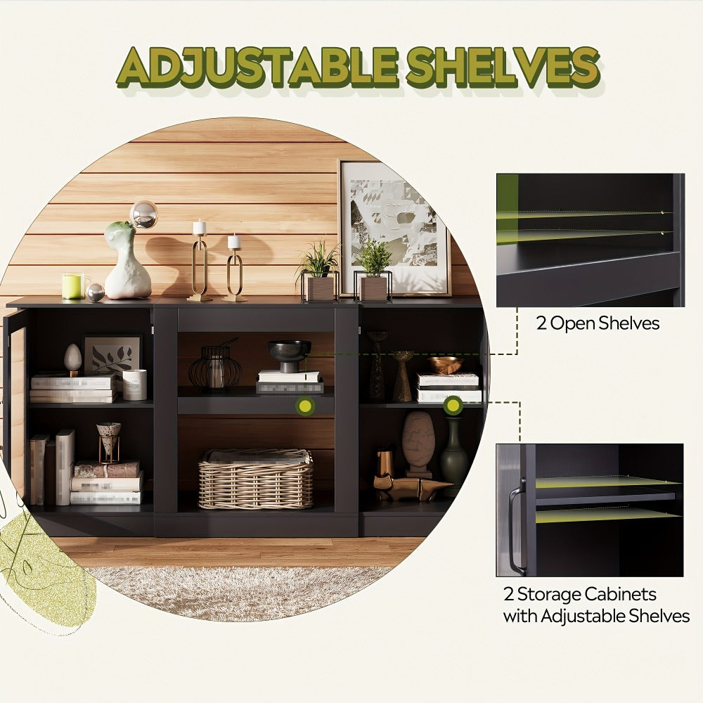 65-Inch TV Stand with Open Shelves and Multiple Color Options for Living Room detail image - detail view 10