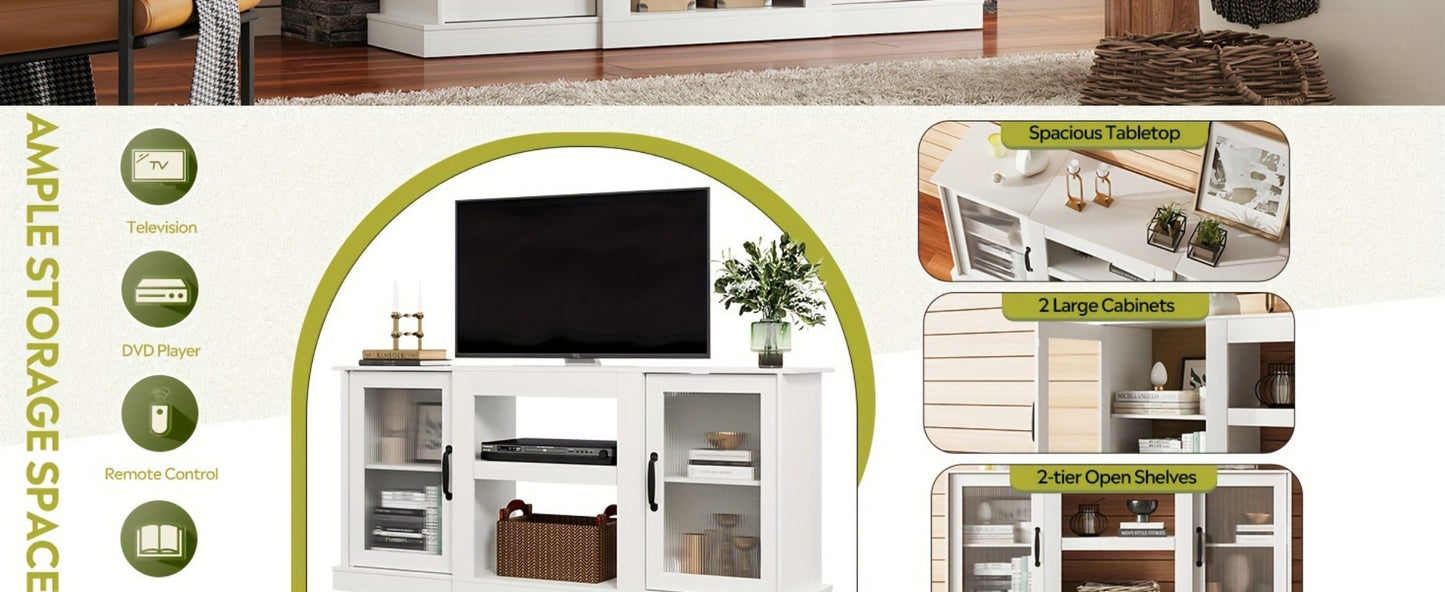 65-Inch TV Stand with Open Shelves and Multiple Color Options for Living Room detail image - detail view 13