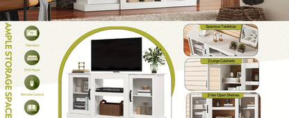 65-Inch TV Stand with Open Shelves and Multiple Color Options for Living Room detail image - detail view 13