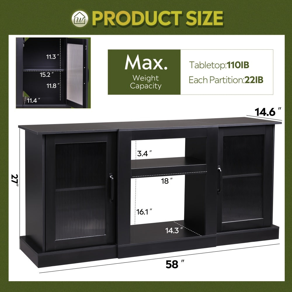 65-Inch TV Stand with Open Shelves and Multiple Color Options for Living Room detail image - detail view 3