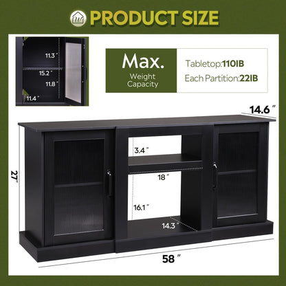 65-Inch TV Stand with Open Shelves and Multiple Color Options for Living Room detail image - detail view 3