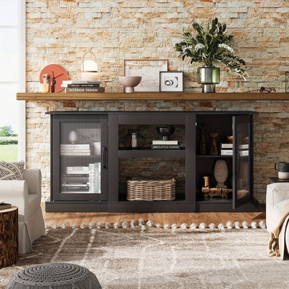 65-Inch TV Stand with Open Shelves and Multiple Color Options for Living Room detail image - detail view 5