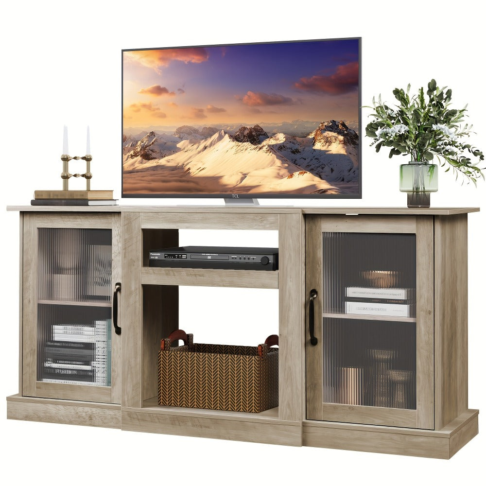 65-Inch TV Stand with Open Shelves and Multiple Color Options for Living Room detail image - detail view 6