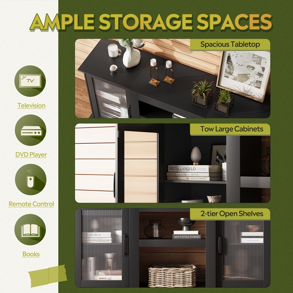 65-Inch TV Stand with Open Shelves and Multiple Color Options for Living Room detail image - detail view 9