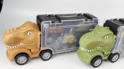 T-Rex Dinosaur Car Playset for Kids – Large Dino Truck with Mini Dinosaur Cars Figures & Accessories, Boys Dino Vehicle Toy Birthday Gift Ages 3 4 5 6