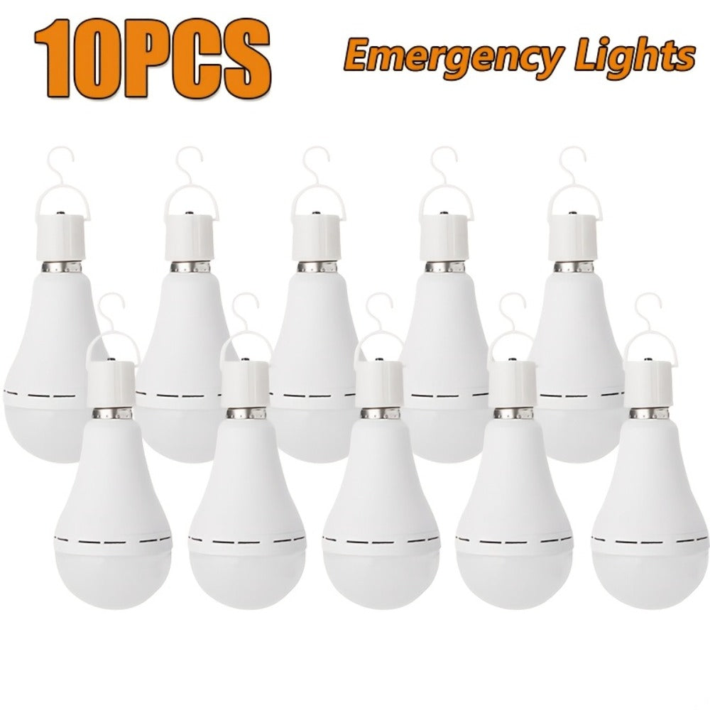 Rechargeable Emergency LED Bulb IP54 Waterproof 2000mAh 60W Equivalent 6000K with Hook – E27 E26 Universal Base Wireless Portable Auto-On for Home Office Camping Outdoor Power Outage, 4 8 10 12 Pack