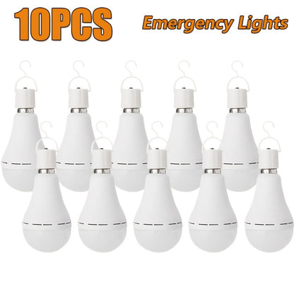 Rechargeable Emergency LED Bulb IP54 Waterproof 2000mAh 60W Equivalent 6000K with Hook – E27 E26 Universal Base Wireless Portable Auto-On for Home Office Camping Outdoor Power Outage, 4 8 10 12 Pack