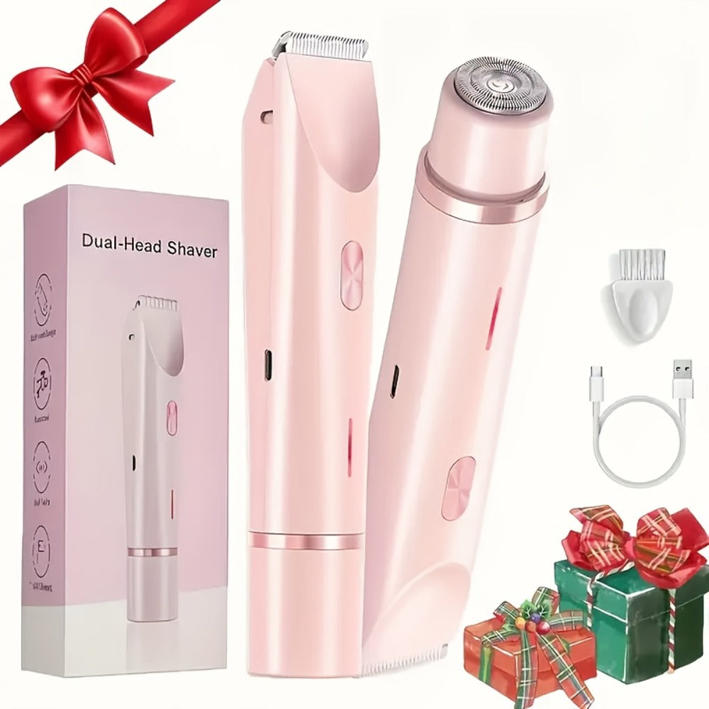 Electric Bikini Razor 2-in-1 Women USB Rechargeable Dry Wet Face Shaver - Painless Hair Removal Bikini Line Underarms Legs Arms Face Portable Cordless Lady Shaver Pink Purple Blue