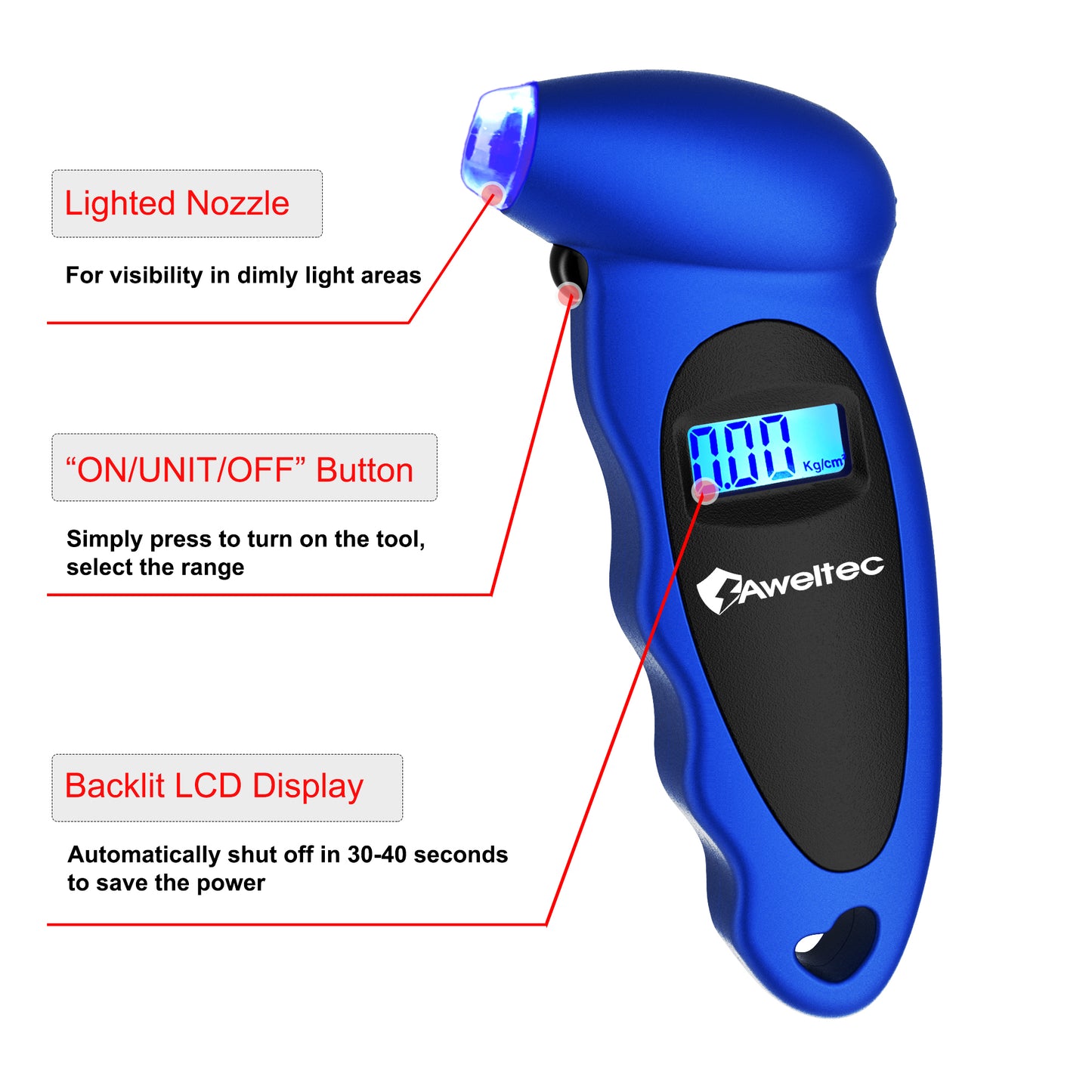 Digital Tire Pressure Gauge 2-Pack 150 PSI - Backlit LCD, 4 Modes PSI/Bar/KPA/Kgf, Non-Slip Grip for Car, Truck, Motorcycle & Bicycle