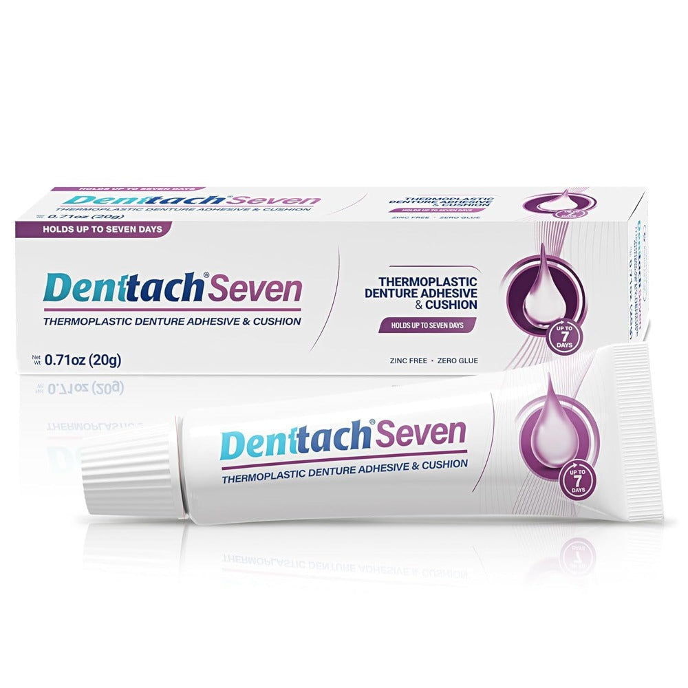 Thermoplastic Denture Cushion Adhesive & Soft Reliner — 7-Day Secure Hold, Zinc-Free No-Glue Formula, Upper & Lower Denture Comfort Fit for Seniors & Sensitive Gums, 7-Pack Daily Denture Care