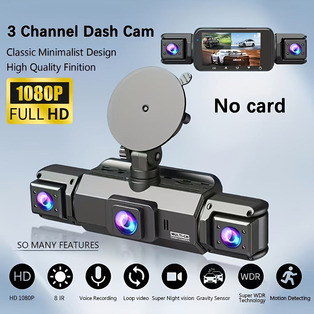 360 ° 3/4-channel 1080P High-definition Ultimate Safety Driving Recorder Set, Dash Camera for Cars, Night Vision, Loop Recording - Car, 24/7 Recording Parking Mode Monitor, WDR, G-Sensor, Optional 32GB Card