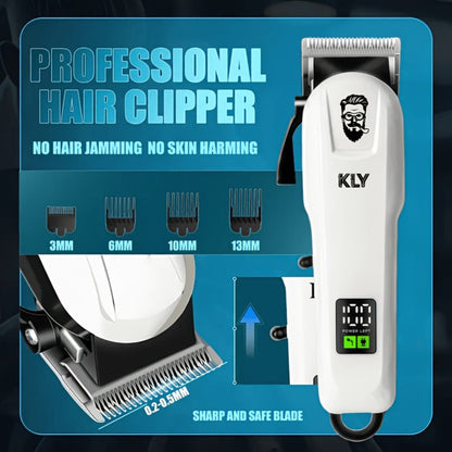 USB Rechargeable Hair Clipper for Men with LCD Display — Professional Large-Capacity Battery Clipper, Reinforced White Design, Home Salon & Travel Essential, Gift for Dad & Son