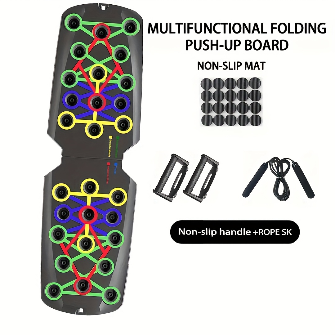 Push Up Board Multifunctional Color-Coded Chest Workout System, Adjustable Home Gym Equipment for Chest, Shoulders, Triceps & Back Strength Training, Lightweight Durable Frame with Resistance Bands & Pull Ropes