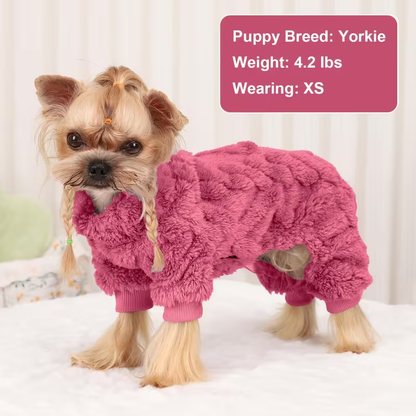 Fleece Dog Sweater Turtleneck Jumpsuit for Small Dogs & Cats 1-15 lbs - Soft Warm Winter Puppy Pajamas Onesie, Machine Washable Open Belly Pet Clothes for Girls, XXS-M, 6 Colors