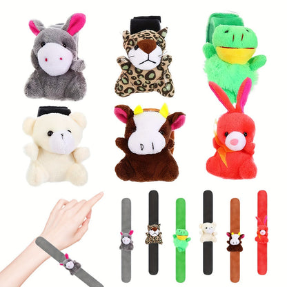 Stuffed Animal Slap Bracelets Bulk for Kids – Cute Plush Assorted Animal Bracelets for Party Favors, Classroom Prizes, Goodie Bag Fillers, Carnival Toys, Holiday Gifts (6/10/15/30 Pack)