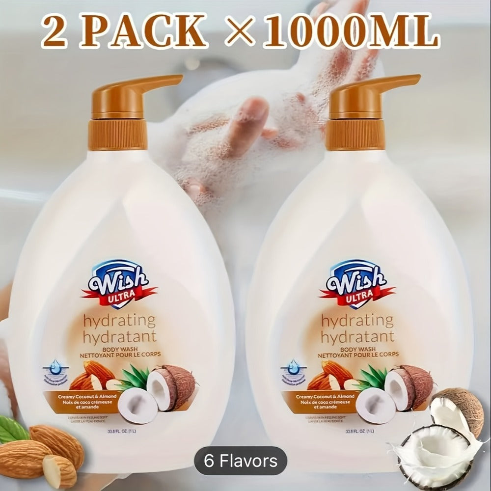 Vitamin E Body Wash for Women & Men Deep Cleansing Blackhead Removal Dead Skin Exfoliating Long-Lasting Fragrance Shower Gel Multiple Scents Cucumber Melon Peach Coconut Shea Butter Single & 2-Pack