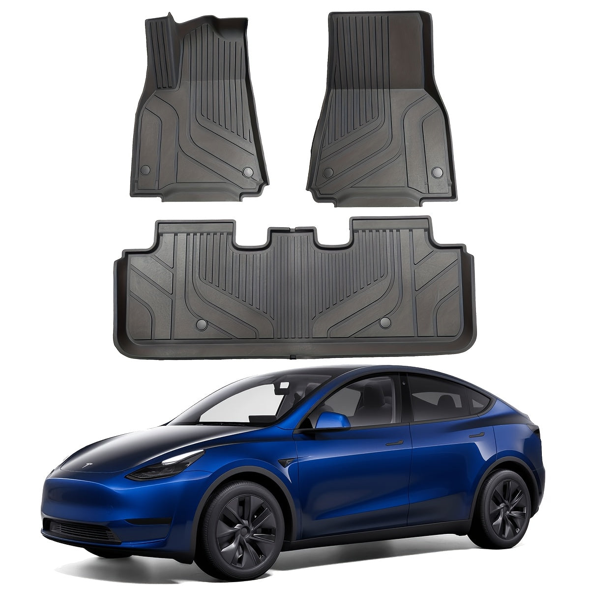 3pcs for Model Y 2020-2024, Front and Rear Floor Mats and Trunk Mat, Made of TPE Material, All-weather Protection, Specially Designed for 5 Seats