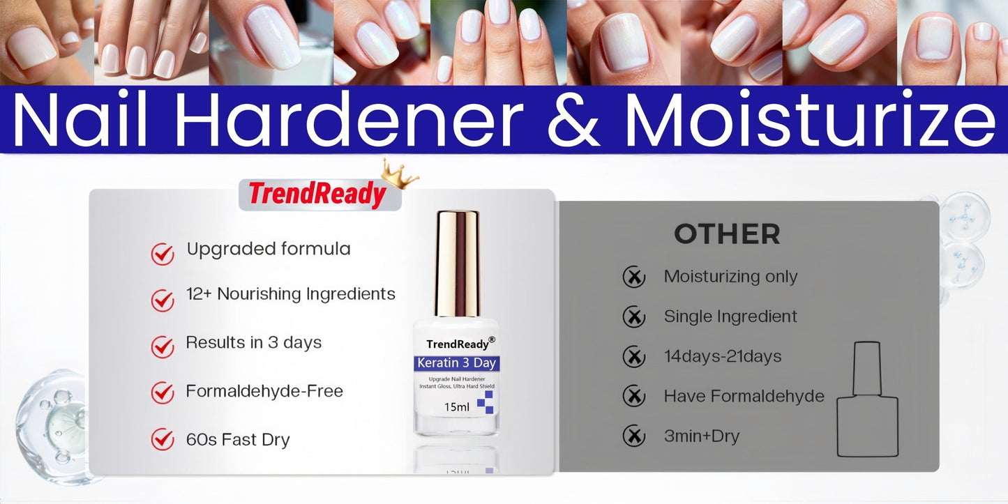 Nail Hardener for Weak Brittle Splitting Nails 2 Pack - Extra Strong Fast Drying Long Lasting White Nail Strengthener with Vitamin E Base Coat Manicure Treatment for Women Nail Care