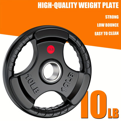 Rubber Bumper Weight Plates 2 Inch – Solid Iron Core, Ergonomic Grip, 25/35/45 lbs – Barbell Plates for Strength Training, Weightlifting & Home Gym