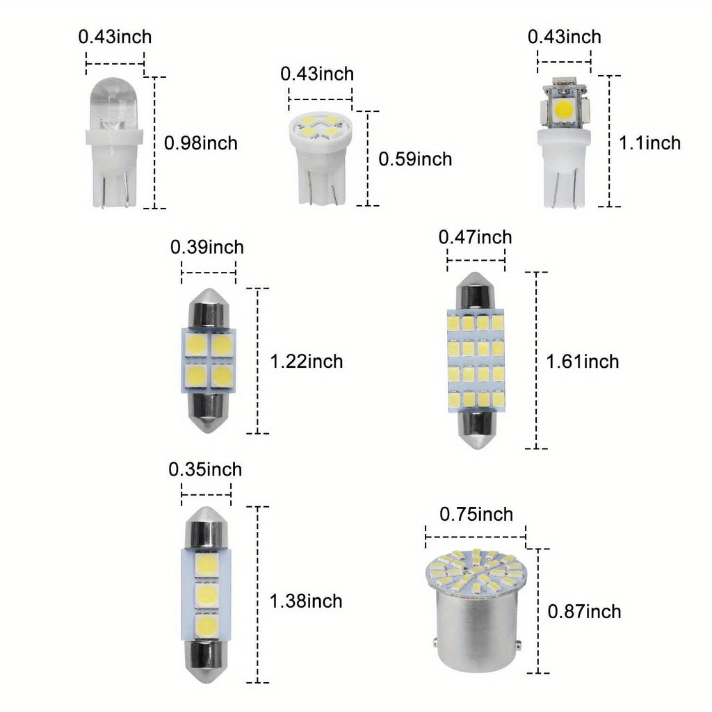 56PCS Car LED Combination Set 12V-T10 Width Indicator Dual Pointed Reading Light, Car Interior Combination LED Map Dome Luggage License Plate Indoor Light Bulb