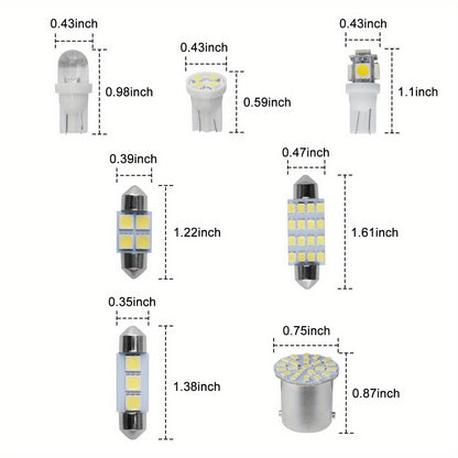 56PCS Car LED Combination Set 12V-T10 Width Indicator Dual Pointed Reading Light, Car Interior Combination LED Map Dome Luggage License Plate Indoor Light Bulb