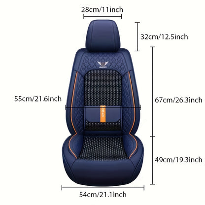 5-Seat Or 2-Front Or 1-Front Set Breathable Faux Leather Car Seat Covers - Stretchable Fit for Suvs, Sedans & Pickups, Easy Care with Sponge Fill Halloween Gifts