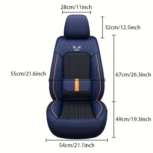 5-Seat Or 2-Front Or 1-Front Set Breathable Faux Leather Car Seat Covers - Stretchable Fit for Suvs, Sedans & Pickups, Easy Care with Sponge Fill Halloween Gifts