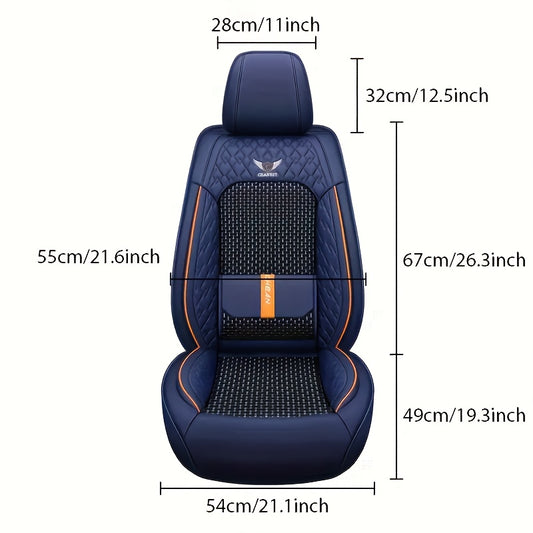 5-Seat Or 2-Front Or 1-Front Set Breathable Faux Leather Car Seat Covers - Stretchable Fit for Suvs, Sedans & Pickups, Easy Care with Sponge Fill Halloween Gifts