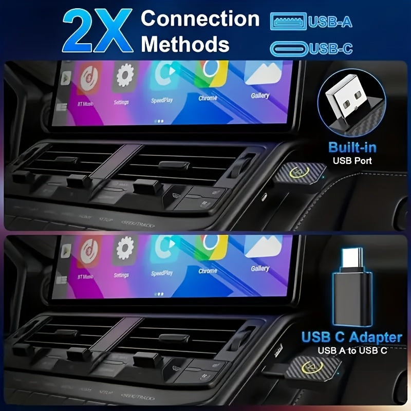 Mini wireless CarPlay adapter, suitable for Apple and Android, plug and play, low latency to convert wired to wireless CarPlay, suitable for a variety of models, upgraded in 2025, fast and stable connection, no battery required