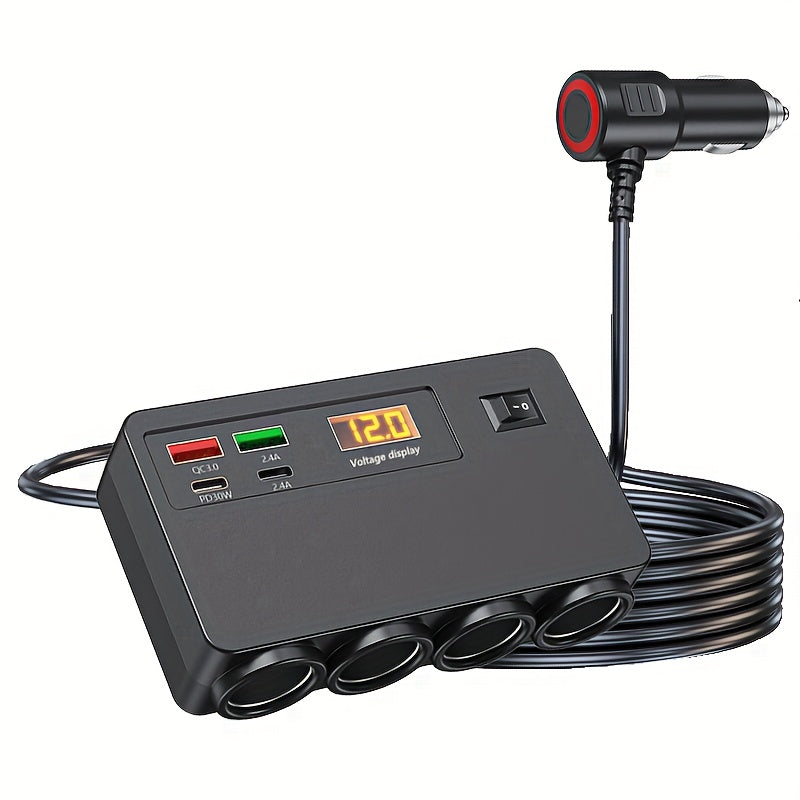 Multi-Functional Electronic Fast Charger for New with USB And PD Port, 12V/24V Automobile Power Socket Converter