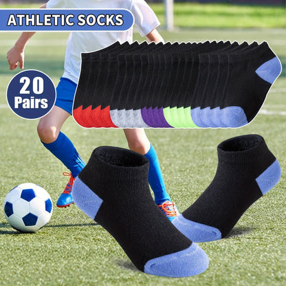 Kids' Athletic Ankle Socks - 20-Pair Pack