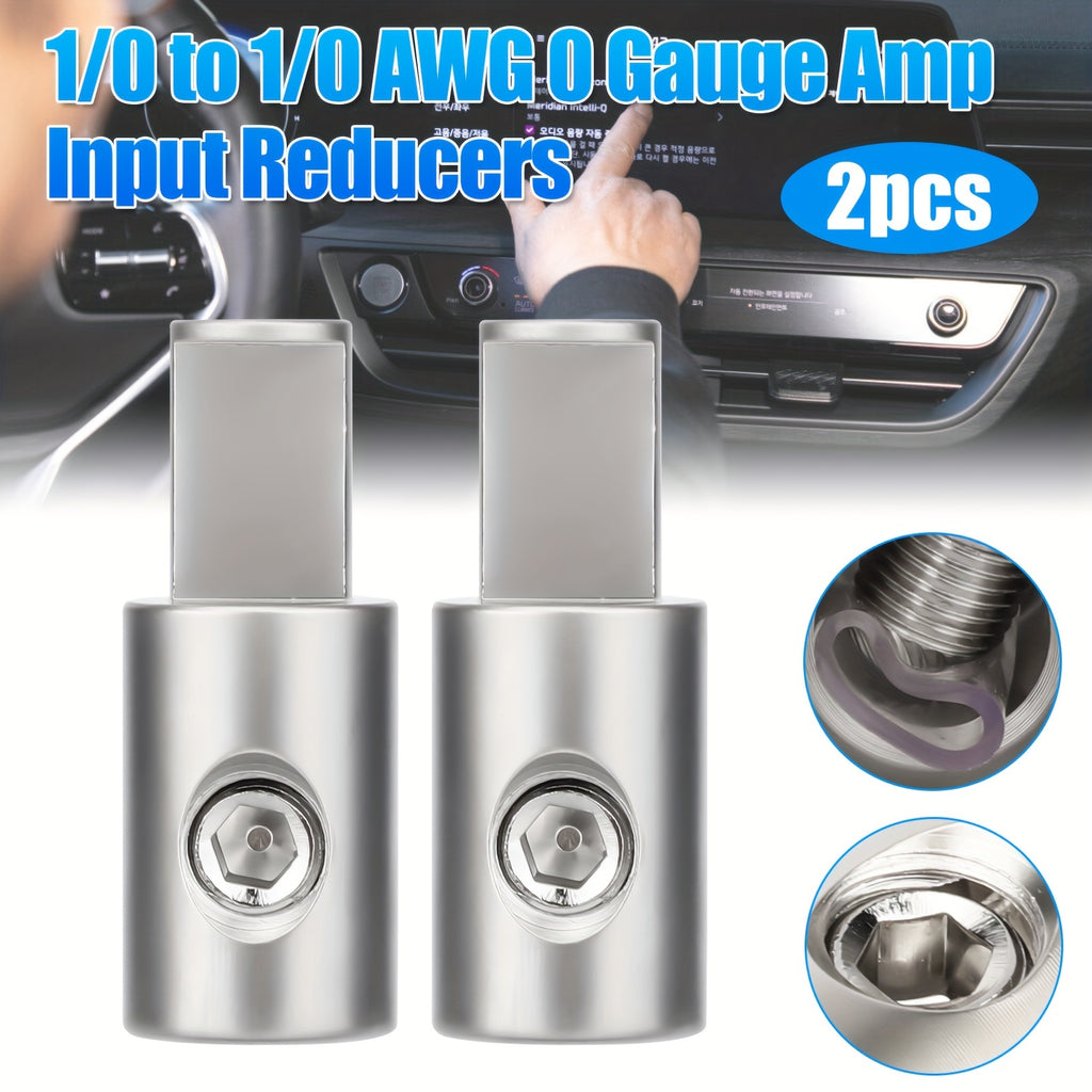 2pcs Car Audio Wire Terminal Blocks, High Power & Ground 1/0 to 1/0 Gauge Amplifier Input Reducers Plug, Allen Screw Clamping for Power & Ground Cables, Easy Install Car Audio Accessory