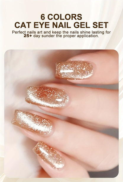 Cat Eye Gel Polish 8ml Holographic Chameleon Flash — Magnetic Sand 3D Color-Shifting Semi-Permanent UV LED Gel Varnish for Salon & Home DIY Nail Art, Gift for Women
