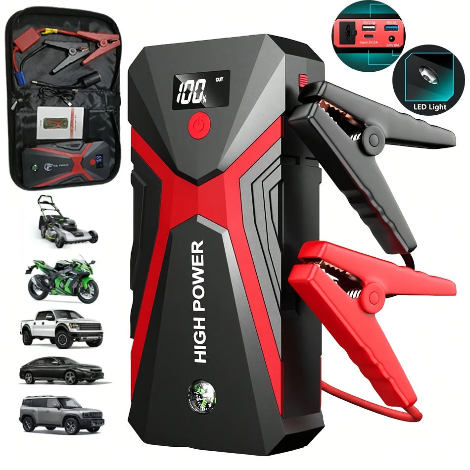 5-in-1/10IN1 Portable Car Battery Jump Starter With Tire Inflator 12V Fast Start, Battery Boost, USB I/O, LED Emergency Light, Reliable Power, Roadside/Vehicle Emergency Tool 4000A/12000A Portable Wireless Car Jump Starter Battery Portable
