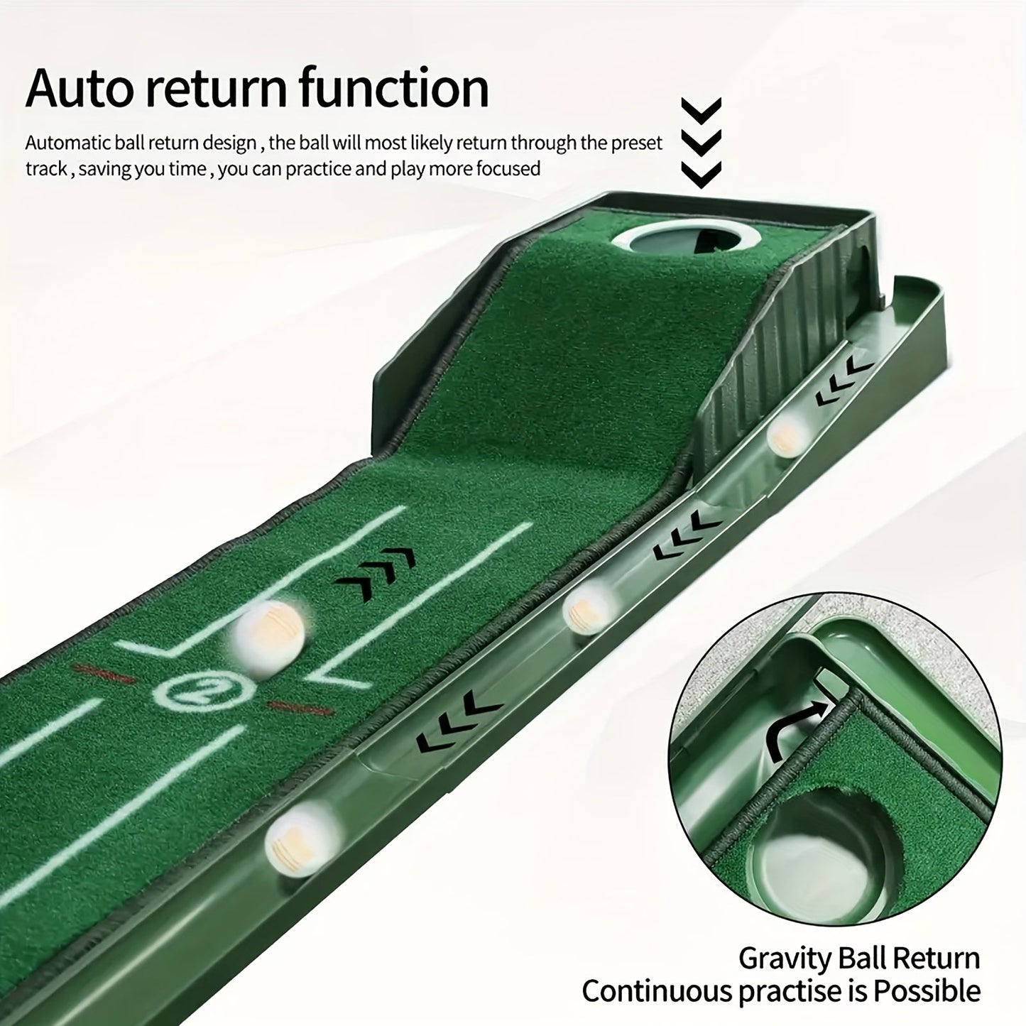 Golf Practice Putting Mat with Automatic Ball Retrieval & Post-Hole Collection System – Sturdy Indoor Outdoor Putting Green | Improve Putting Skills for Beginners & Golf Enthusiasts | Great Golf Gift