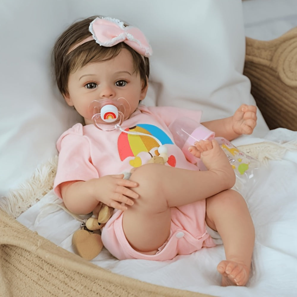 Realistic Newborn Reborn Baby Doll Soft Body Lifelike Hand-Painted Skin Infant Toy Nurturing Companion Gift for Kids Girls Ages 3+ Birthday Halloween Christmas