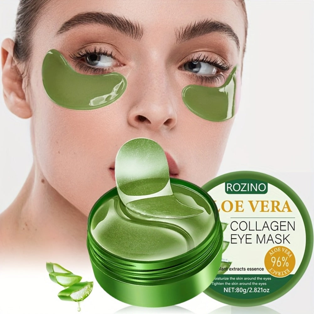 Under Eye Patches 60pcs Aloe Vera & Collagen Cooling Gel Eye Masks for Dark Circles Puffiness Wrinkles Swollen Eyes Instant Lift Deep Moisturizing Skincare 80g