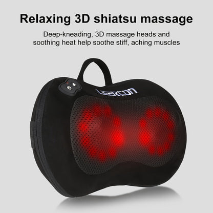 Neck & Back Massager Pillow with Heat – Wireless 3D Kneading Acupressure Electric Massage Pillow for Lumbar, Shoulder & Neck Pain Relief, Portable Unisex Gift